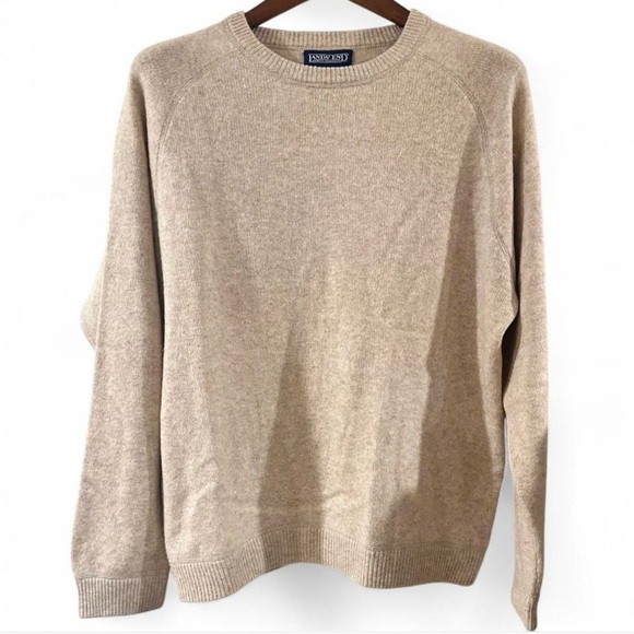 VTG Men's Beige Cashmere Blend Crewneck Sweater Size Large